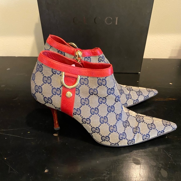 GUCCI GG TOM FORD BOOTIES BLUE/RED Size:7.5  FANTASTIC  PREOWNED CONDITION - Picture 6 of 12